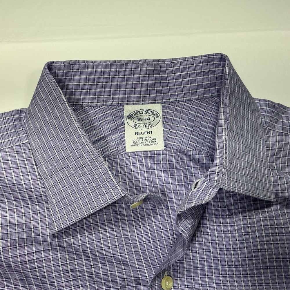 Brooks Brothers Regent Dress Shirt Plaid Checkered Button Down 16-34 - Picture 2 of 10